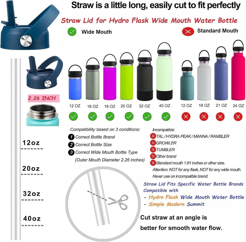 KMN Straw Lid for Hydro Flask Wide Mouth, Lids with Straw for Hydroflask 12 16 18 20 32 40 oz Wide Mouth, Replacement Straw Cap for Hydroflask, Top Sport Bottle Lids Accessories - Image 4